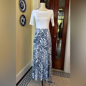 Coolibar | Blue & White Floral Maxi Skirt, UPF 50+ UV Protection, Size M